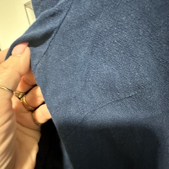 POETRY Overlayer Shirt Midi Dress Size 8 Navy Linen Blend Lagenlook with pockets - Picture 4 of 7